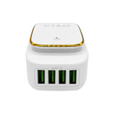 4 Port Travel Charger with Auto ID Technology & LED Light